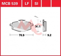 Zadní brzdové destičky Yamaha TDR 50, rv. 88-02