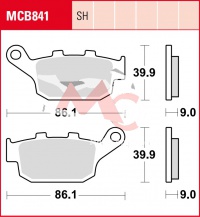 Zadní brzdové destičky Honda NC 750 SA ABS, SD-DCT RC70, rv. 14-