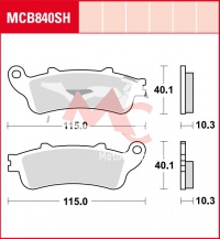 Zadní brzdové destičky Honda GL 1800 Gold Wing ABS SC68, rv. 13-