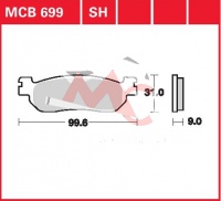 Zadní brzdové destičky Yamaha YP 125 R X-Max ABS SE54, rv. 11-