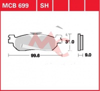 Zadní brzdové destičky Yamaha YP 250 R X-Max SG25, rv. 13-