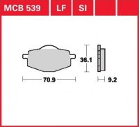 Přední brzdové destičky Yamaha DT 80 LC2, einfache Feder (53V, 3WC), rv. 85-92